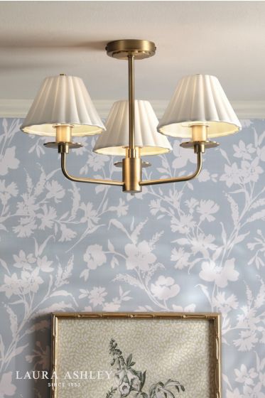 Där Lighting Laura Ashley Mixbury 3 Light Semi-Flush Matt Antique Brass And White Ceramic