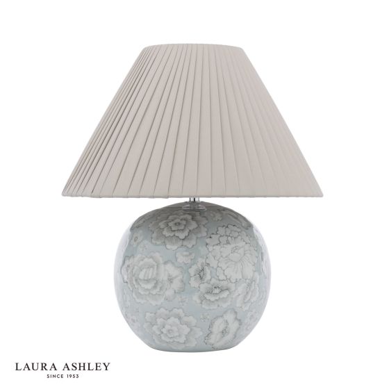 Där Lighting Laura Ashley Montford Table Lamp Blue Ceramic With Shade