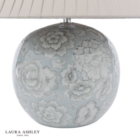 Där Lighting Laura Ashley Montford Table Lamp Blue Ceramic With Shade