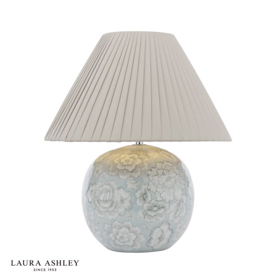 där lighting Laura Ashley Montford Table Lamp Blue Ceramic With Shade