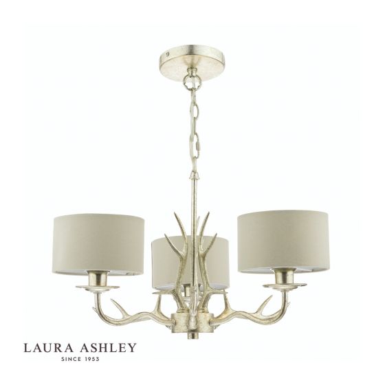 Där Lighting Laura Ashley Mulroy 3lt Antler Chandelier Champagne With Shades