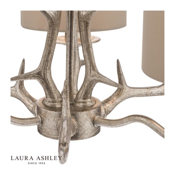 Där Lighting Laura Ashley Mulroy 3lt Antler Chandelier Champagne With Shades