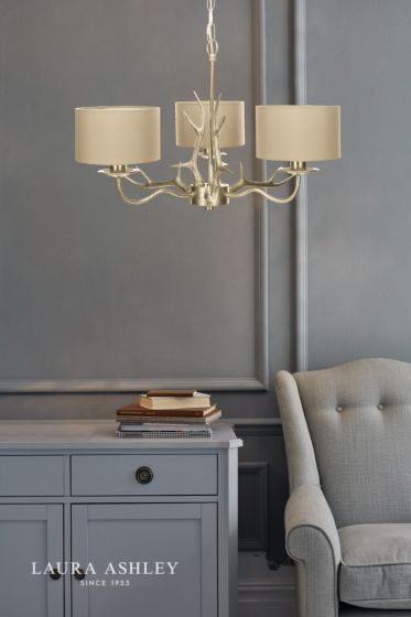 Där Lighting Laura Ashley Mulroy 3lt Antler Chandelier Champagne With Shades