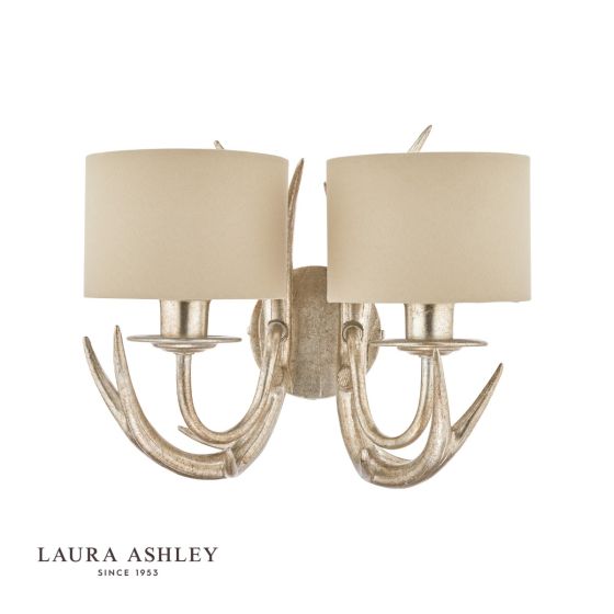 Där Lighting Laura Ashley Mulroy Antler 2lt Wall Light Champagne With Shades