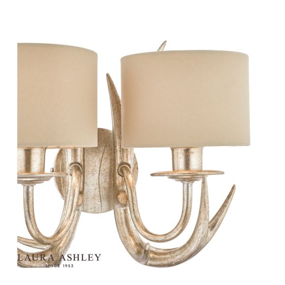 Där Lighting Laura Ashley Mulroy Antler 2lt Wall Light Champagne With Shades