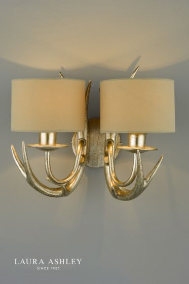 Där Lighting Laura Ashley Mulroy Antler 2lt Wall Light Champagne With Shades