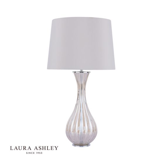 Där Lighting Laura Ashley Nevern Table Lamp Champagne Glass & Polished Chrome With Shade