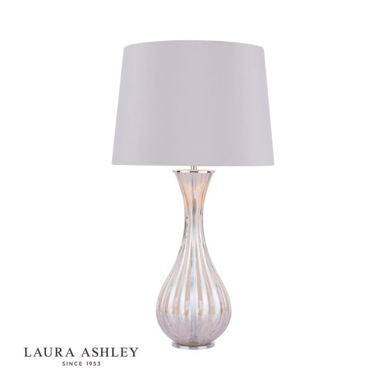 där lighting Laura Ashley Nevern Table Lamp Champagne Glass & Polished Chrome With Shade
