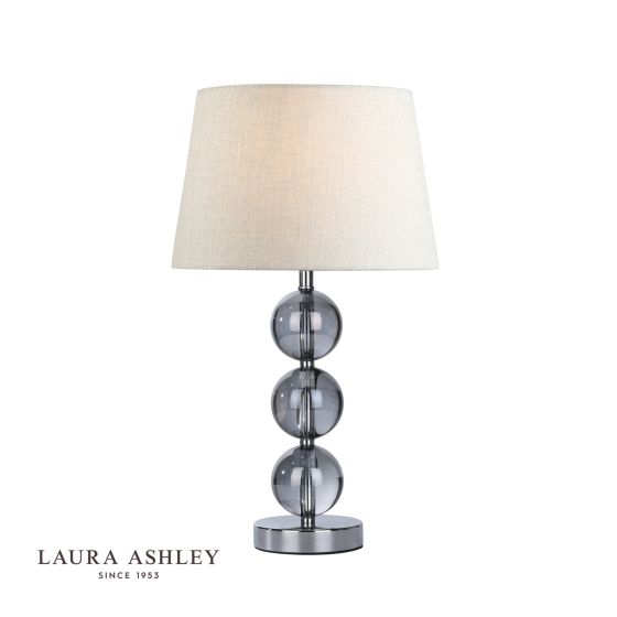 där lighting Laura Ashley Nicholas Table Lamp Smoked Glass and Polished Chrome Base Only