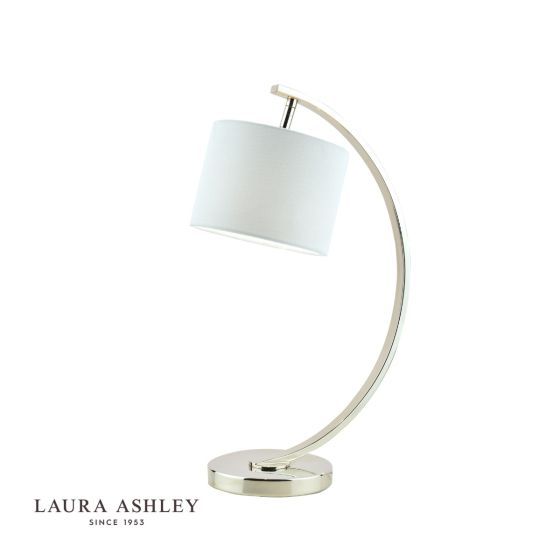 Där Lighting Laura Ashley Noah Table Lamp Brushed Chrome With White Shade