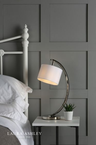 Där Lighting Laura Ashley Noah Table Lamp Brushed Chrome With White Shade