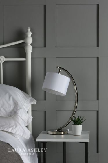Där Lighting Laura Ashley Noah Table Lamp Brushed Chrome With White Shade