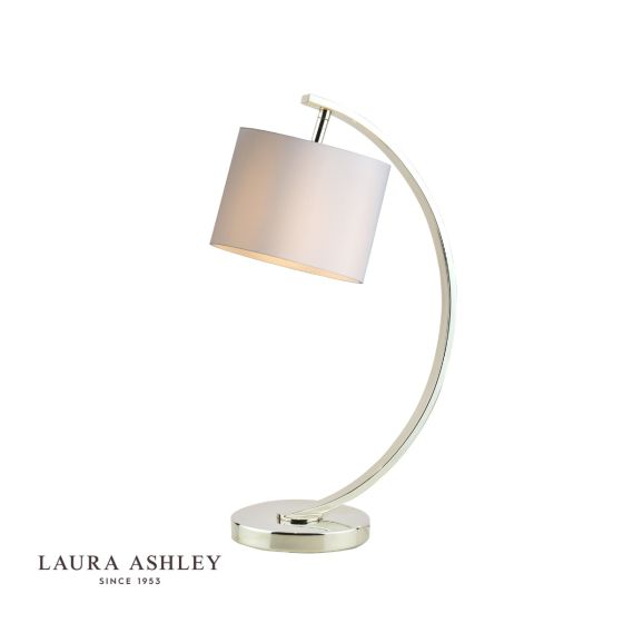 där lighting Laura Ashley Noah Table Lamp Brushed Chrome with White Shade