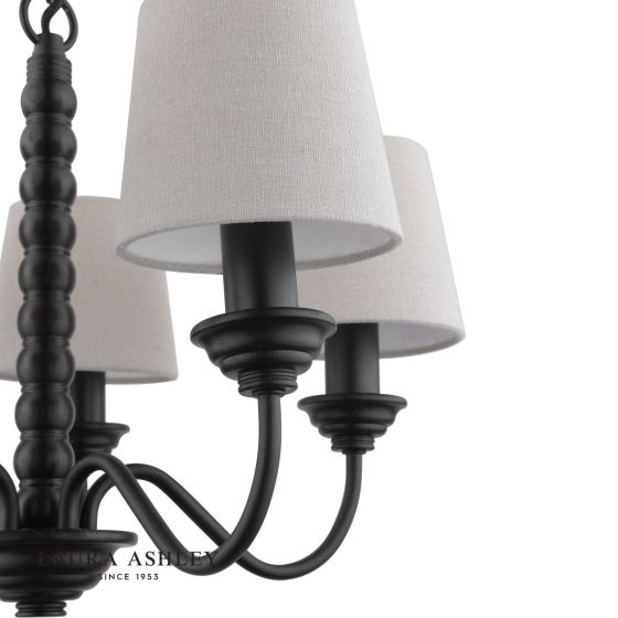 Där Lighting Laura Ashley Norbury 5 Light Armed Pendant Matt Black With Shade