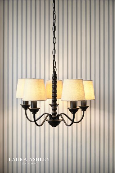 Där Lighting Laura Ashley Norbury 5 Light Armed Pendant Matt Black With Shade