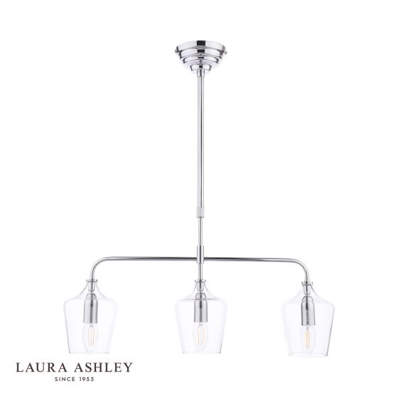 Där Lighting Laura Ashley Ockley 3 Light Bar Pendant Polished Chrome And Glass