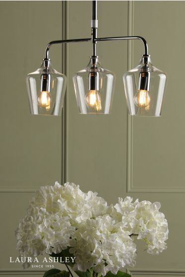 Där Lighting Laura Ashley Ockley 3 Light Bar Pendant Polished Chrome And Glass
