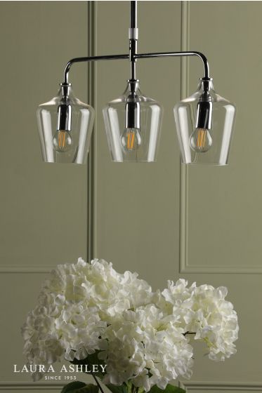 Där Lighting Laura Ashley Ockley 3 Light Bar Pendant Polished Chrome And Glass