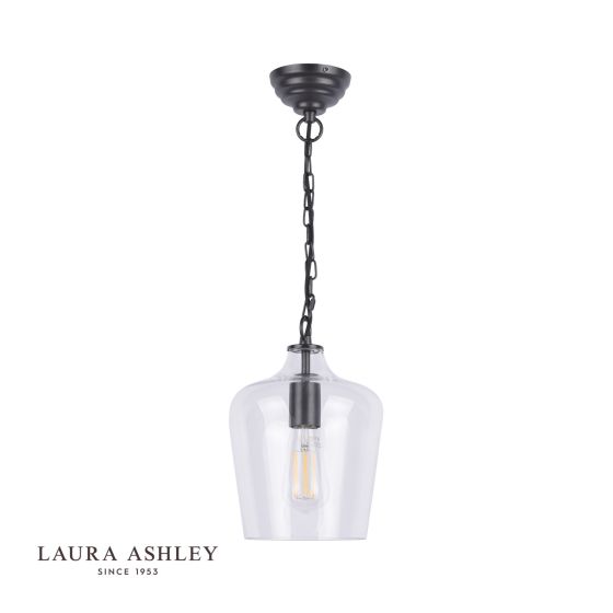 Där Lighting Laura Ashley Ockley Bottle Pendant Glass & Matt Black