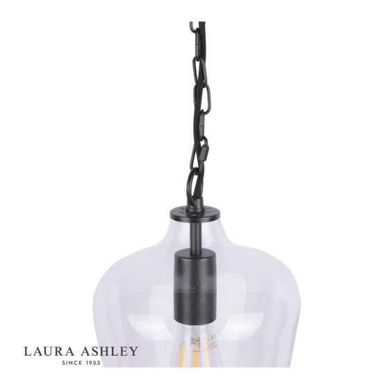 Där Lighting Laura Ashley Ockley Bottle Pendant Glass & Matt Black
