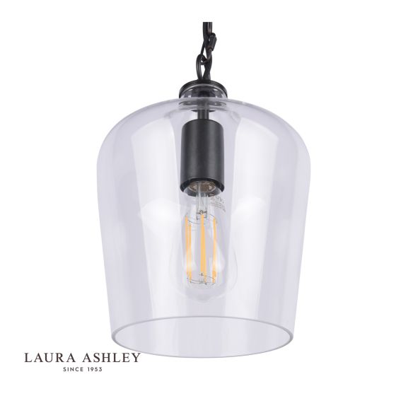 Där Lighting Laura Ashley Ockley Bottle Pendant Glass & Matt Black