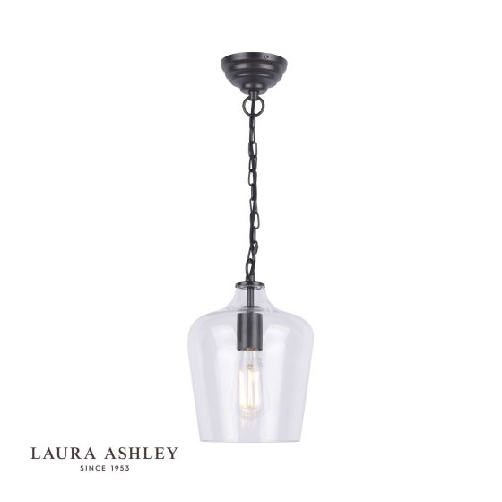 där lighting Laura Ashley Ockley Bottle Pendant Glass & Matt Black