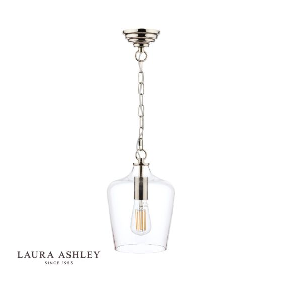 Där Lighting Laura Ashley Ockley Pendant Polished Chrome & Glass