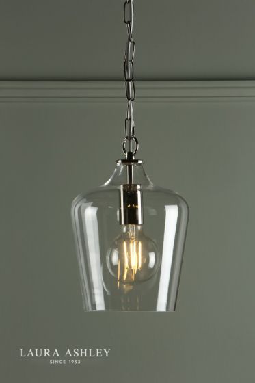 Där Lighting Laura Ashley Ockley Pendant Polished Chrome & Glass