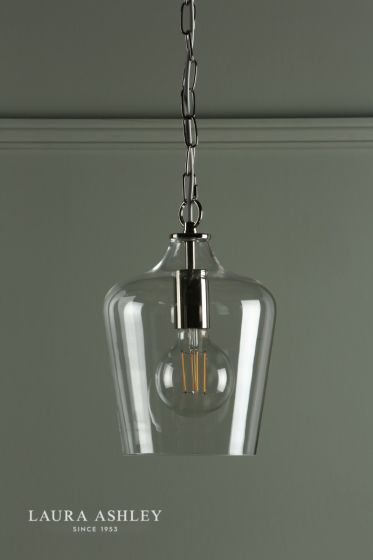 Där Lighting Laura Ashley Ockley Pendant Polished Chrome & Glass