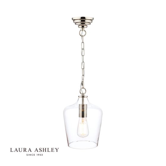 där lighting Laura Ashley Ockley Pendant Polished Chrome & Glass