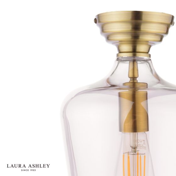 Där Lighting Laura Ashley Ockley Semi-Flush Antique Brass And Champagne Glass