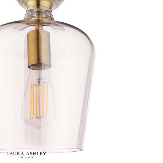 Där Lighting Laura Ashley Ockley Semi-Flush Antique Brass And Champagne Glass