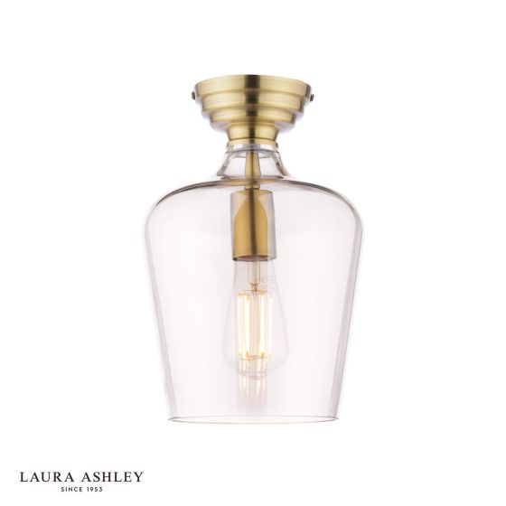där lighting Laura Ashley Ockley Semi-Flush Antique Brass and Champagne Glass