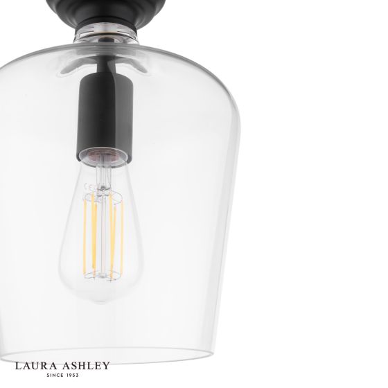 Där Lighting Laura Ashley Ockley Semi-Flush Matt Black And Glass