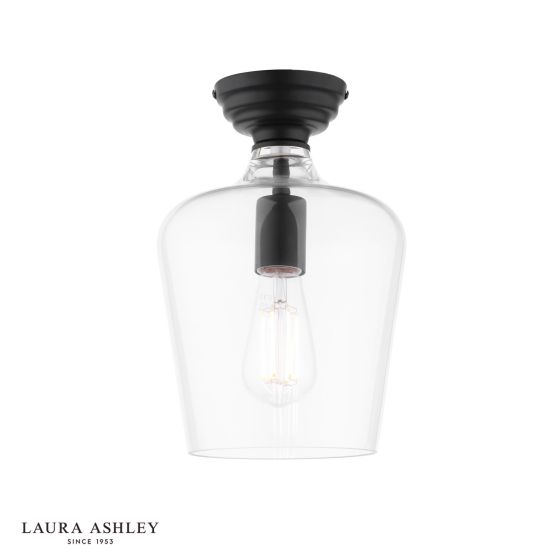 där lighting Laura Ashley Ockley Semi-Flush Matt Black and Glass