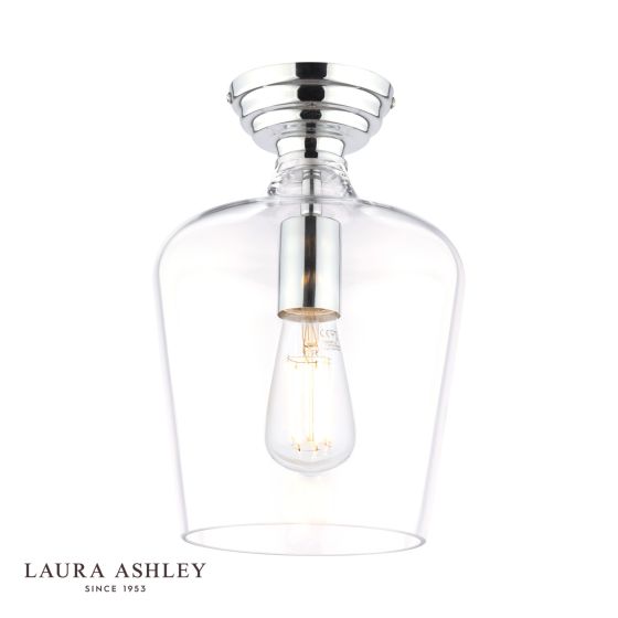 där lighting Laura Ashley Ockley Semi-Flush Polished Chrome and Glass
