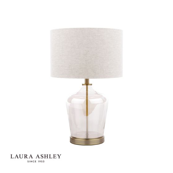Där Lighting Laura Ashley Ockley Table Lamp Antique Brass And Champagne Glass With Shade