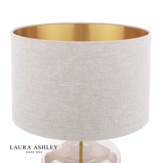Där Lighting Laura Ashley Ockley Table Lamp Antique Brass And Champagne Glass With Shade