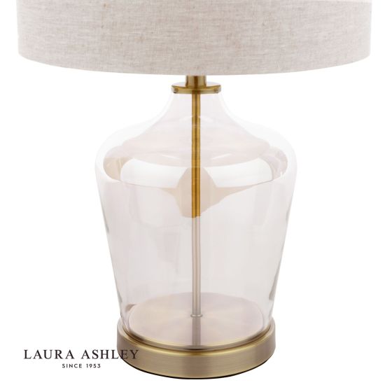 Där Lighting Laura Ashley Ockley Table Lamp Antique Brass And Champagne Glass With Shade
