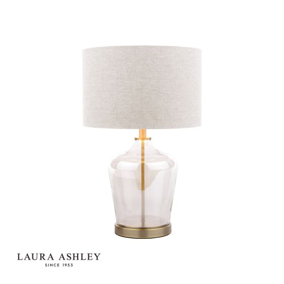där lighting Laura Ashley Ockley Table Lamp Antique Brass and Champagne Glass With Shade