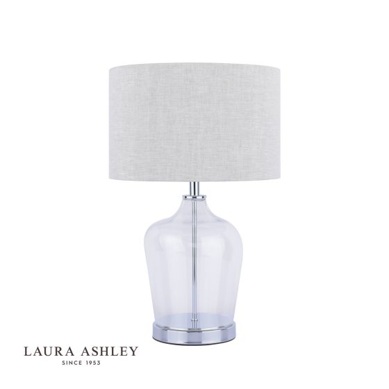 Där Lighting Laura Ashley Ockley Touch Table Lamp Polished Chrome & Glass With Shade