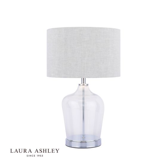 där lighting Laura Ashley Ockley Touch Table Lamp Polished Chrome & Glass With Shade