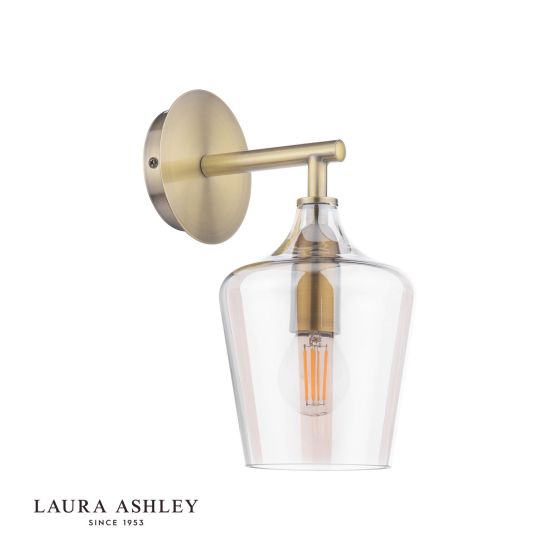 Där Lighting Laura Ashley Ockley Wall Light Antique Brass And Champagne Glass