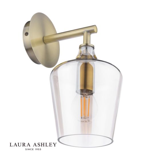Där Lighting Laura Ashley Ockley Wall Light Antique Brass And Champagne Glass