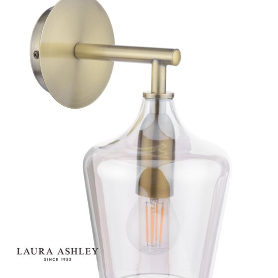 Där Lighting Laura Ashley Ockley Wall Light Antique Brass And Champagne Glass