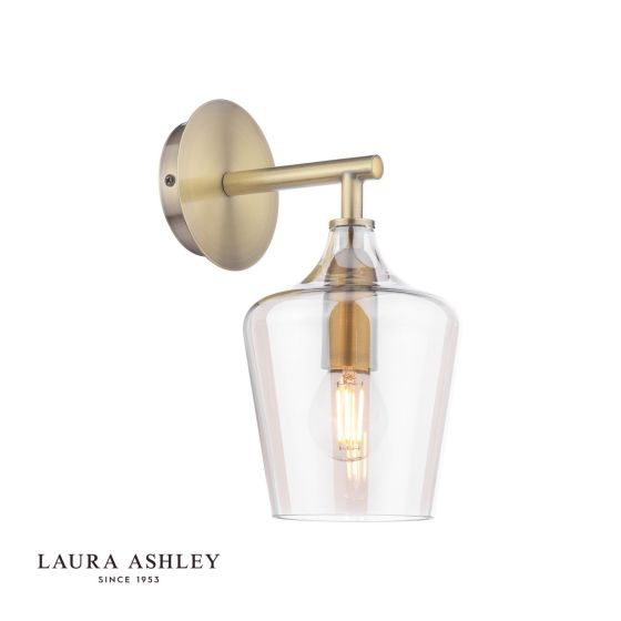 där lighting Laura Ashley Ockley Wall Light Antique Brass and Champagne Glass