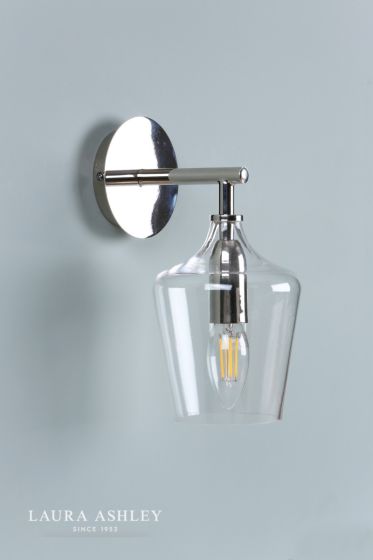 Där Lighting Laura Ashley Ockley Wall Light Polished Chrome & Glass
