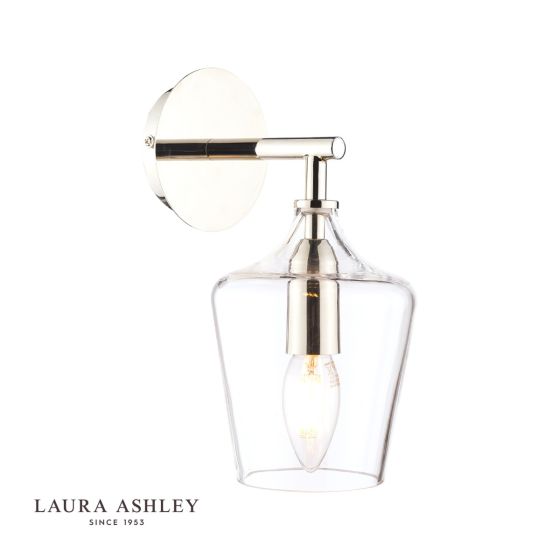 där lighting Laura Ashley Ockley Wall Light Polished Chrome & Glass