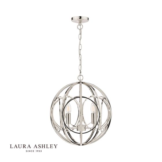 Där Lighting Laura Ashley Orbital 3lt Pendant Polished Nickel