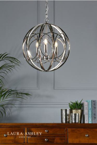Där Lighting Laura Ashley Orbital 3lt Pendant Polished Nickel